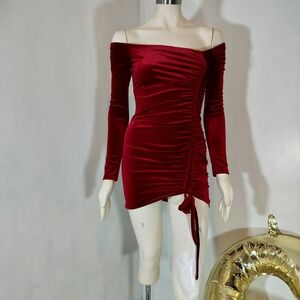Forever 21 Off-Shoulder Burgundy Dress